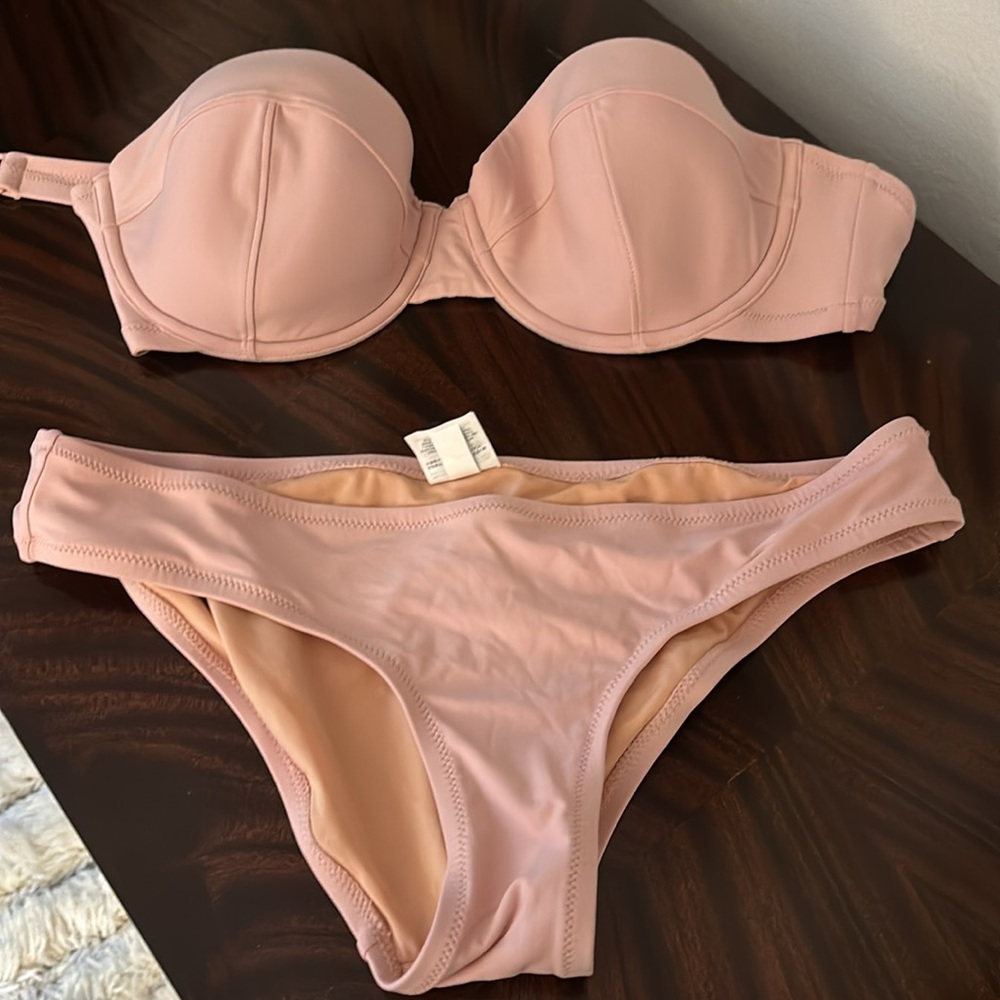 Jcrew strapless bathing suit light pink